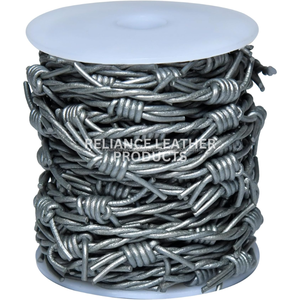 2mm Metallic <b>Silver</b> Premium Leather Barbed <b>Wire</b> Cord Twisted Cowhide Rope Jewelry Making Supplies Bulk OEM Export RTS Available - Product Image 1