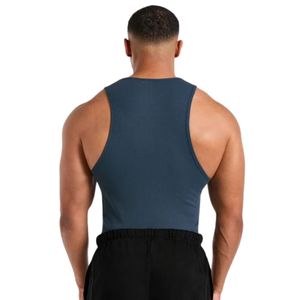 <b>Mens</b> Navy Blue Sleeveless Tank Top Gym Workout Shirt Athletic Fitness Training Sportswear Bodybuilding <b>Running</b> Activewear <b>Vest</b> - Product Image 3
