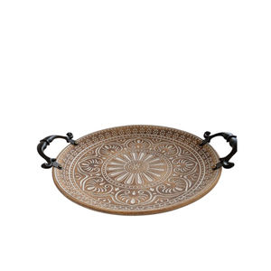 Bandeja de servir marroquí de madera con mosaico hecho a mano, bandeja decorativa con incrustaciones de nácar, estilo artesanal octogonal único, decoración para el hogar. - Product Image 4