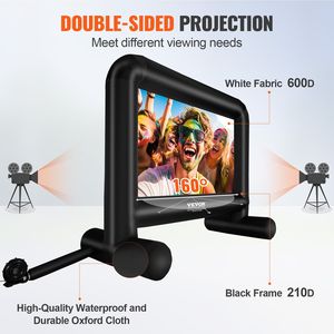 Pantalla Inflable para Cine de 16 Pies con Bolsa de Transporte, Proyección Frontal/Trasera, con Ventilador para Exteriores, para Eventos al Aire Libre - Product Image 4