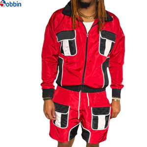 Conjunto Corto de Verano para Hombre, Cómodo y Personalizado, Estilo Vintage, Malla de Satén, Cierre de Cremallera, Bordado, Cortavientos Deportivo de Nailon Impermeable - Product Image 3