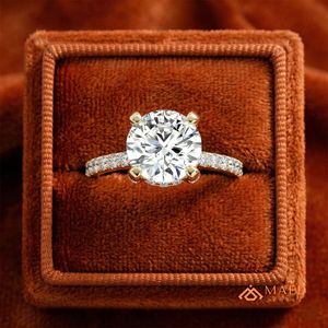 Anillo de Moissanita con Corte Brillante en Plata de Ley Chapado en Oro de 14K, Joyería de Lujo para Novia, Boda, Compromiso, Uso Diario para Mujer - Product Image 5