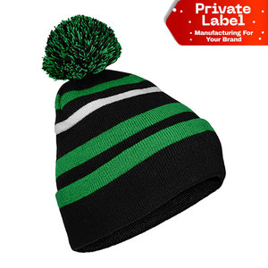 Gorro de Invierno con Pompón de Acrílico Grueso, Gorro Térmico Aislante con Pompón, Gorro de Punto Acanalado Acogedor - Product Image 1