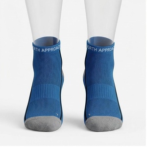 Crew <b>Socks</b> Geometric Pattern Blue Breathable <b>Running</b> <b>Socks</b> for Adults Spring Season - Product Image 1