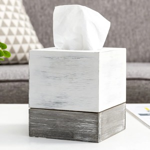 Caja de pañuelos de madera con diseño cuadrado, acabado natural, independiente, para decoración del hogar - Product Image 3