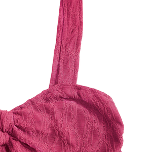 Women's <b>Pink</b> Lace <b>Cami</b> <b>Top</b> Bow Front Wide Straps Sleeveless Spandex/Nylon Casual Summer Party Wear Fitted - Product Image 3