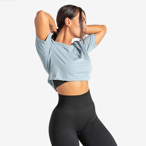 Top Deportivo Corto para Mujer, Verano, Corte Ajustado, 100% Algodón, Secado Rápido, para Gimnasio, con Color y Logotipo Personalizados (OEM) - Product Image 4