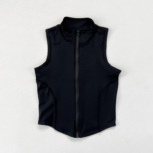 Chaleco deportivo sin mangas para mujer, chaleco de secado rápido, top deportivo corto para mujer, chaleco de ejercicio con cuello alto y cremallera - Product Image 5