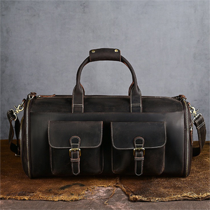 Vintage Crazy Horse Leather Duffle <b>Bag</b> with Shoe Compartment Handmade Leather Duffle Garment <b>Bag</b> Men Leather Travel <b>Bag</b> - Product Image 4