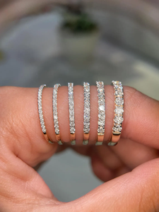 แหวนแต่งงานเพชรแล็บโกรว์สุดหรูแบบครึ่งวง ทองคำแท้ 10K 14K 18K แหวนซ้อนกันได้ พร้อมใบรับรองเพชร เครื่องประดับเจ้าสาว - Product Image 5