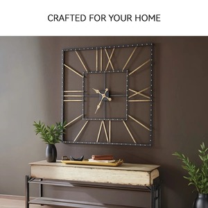 Modern <b>Square</b> Metal Wall Clock Analog Quartz Design Geometric Pattern for Living Room Decoration At Best Price - Product Image 5