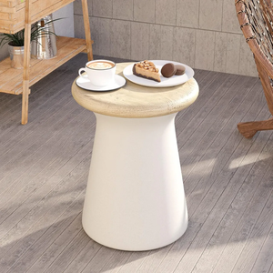 Newest Material Cement Accent Table with Wooden Round Top Outdoor & Indoor Side Table Modern from Vietnam - Product Image 2