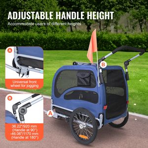 Rimorchio per Bicicletta in Alluminio per Cani, Capacità 100 Libbre, Passeggino 2-in-1 per Animali Domestici, Facile da Piegare, Sgancio Rapido - Product Image 3