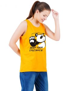 Panda Keep Your Distance Débardeur pour femme à imprimé dessin animé, col rond, décontracté, respirant, tricoté, sans manches - Product Image 2