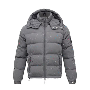 Men Premium Custom Printed <b>Canvas</b> <b>Paint</b> Splatter Puffer Jacket Hooded Winter Quilted Heavy Warm Streetwear Outdoor - Product Image 4