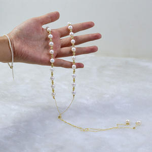 สร้อยคอไข่มุกน้ำจืด 8-9 มม. สไตล์แฟชั่นผู้หญิง พร้อมพู่ปรับได้สองระดับ แหล่งผลิตจากผู้ผลิตเครื่องประดับ - Product Image 4