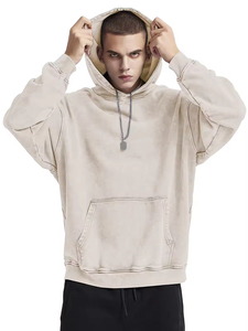 Sweats à capuche unis de haute qualité, couleur unie, effet délavé, sweats à capuche personnalisés, molleton épais 100% coton, mode urbaine, sweats à capuche pour hommes, unisexe - Product Image 3