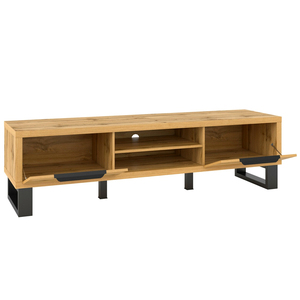 Meuble TV moderne de luxe en bois massif de style nordique avec tiroirs de rangement et étagères ouvertes pour salon, chambre et maison de campagne - Product Image 2