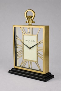 Horloge de bureau rectangulaire Mclaughlin & Scott en acier inoxydable, chiffres romains, mouvement à quartz silencieux, sans tic-tac, sonnerie horaire - Product Image 2