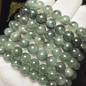 Premium Polished Natural AA Green Rutilated Quartz Smooth Round Loose <b>Stone</b> <b>Beads</b> for Jewelry Making Design Arcane Birthstone - Product Image 3