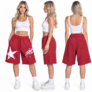 Shorts amples en molleton de coton pour femme, coupe décontractée, avec cordon de serrage à la taille et poches latérales, style oversize, OEM ODM - Product Image 5