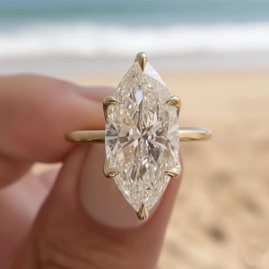 Bague de fiançailles solitaire AFAR JEWELS pour femme, diamant de laboratoire de 5,00 ct, pureté VS1, certifié IGI, taille marquise, or 14 carats, tendance mariage - Product Image 4