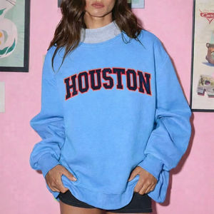 Sweat-shirt graphique vintage pour femme, motif ville de Houston, noir, en molleton épais, col rond, style rétro années 90, lettres en blocs, épaules tombantes - Product Image 6