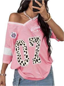 Camisetas Oversize con Estampado de Leopardo y Número Y2K para Mujer, Estilo Jersey de Fútbol, Ropa Urbana - Product Image 3