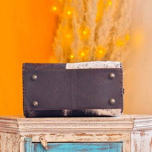 Sac de voyage mini Speedy en cuir véritable 100% cousu main avec bordure en fourrure noire, marron et blanche pour femmes, accessoires de voyage - Product Image 3