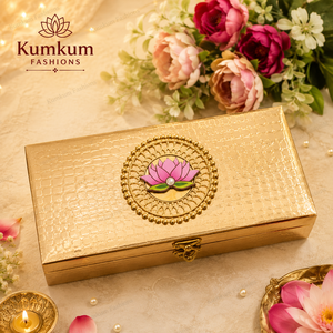 Modern New Arrival Indian Handmade Golden Gift Box Lotus Tealight <b>Candle</b> Holder Shubh Labh Hanging Diwali Festive Return Gift - Product Image 2