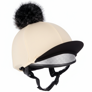 Funda Premium Elástica para Casco de Equitación con Pompón de Piel Sintética, Funda de Seda para Casco de Competición - Product Image 1