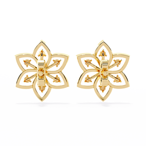 Boucles d'oreilles de luxe plaquées or avec diamants de laboratoire, serties griffes, style créoles - Product Image 3