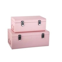 Coffret de rangement classique en métal rectangulaire durable J.N CRAFTS rose avec loquets en laiton empilables pour l'organisation des articles divers 2