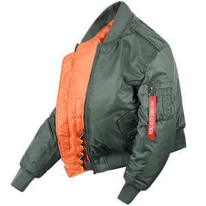 DAIZEN STAR Men's Bomber Jacket Solid Color Zipper Closure Stand Collar Windproof Regular Fit Left Sleeve Canvas Front Polyester - Product Image 2