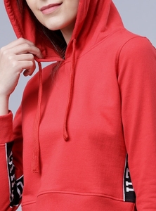 Sudadera con capucha roja para mujer, manga larga, estampado de letras, tejido de algodón, transpirable, ropa de otoño - Product Image 4