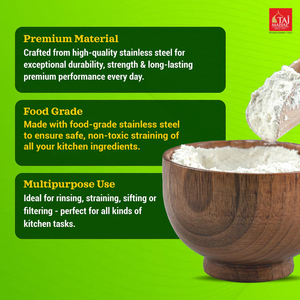 Tamis à farine SS Moon Sieve Aata Maida pour usage commercial, tamis à farine et secoueur manuel pour la maison, l'hôtel et la cuisine - Product Image 2