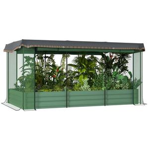 Bac à légumes surélevé vert 90,5 po L x 43,25 po P x 43,25 po H avec cage de protection et toile d'ombrage – Catégorie de produit : Voiles et filets d'ombrage - Product Image 1