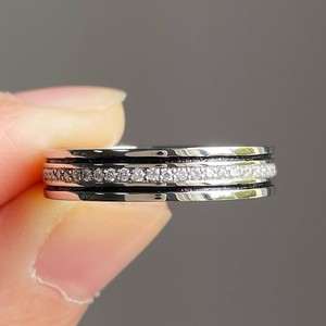 Anillo de Diamantes Cultivados en Laboratorio Minimalista, Anillo de Boda Apilable de Platino de Doble Hilera para Mujer y Hombre, Joyería Fina - Product Image 6