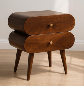 โต๊ะข้างเตียงไม้เนื้อแข็งแบบขายส่ง ดีไซน์เรียบง่ายสไตล์คลาสสิก เฟอร์นิเจอร์ห้องนอนพร้อมลิ้นชักและพอร์ตชาร์จ - Product Image 2