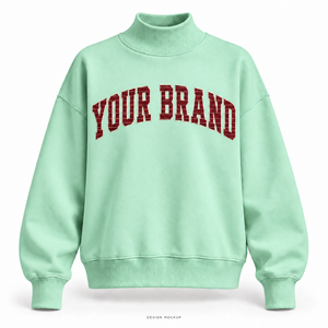 Sweat-shirt surdimensionné à col montant vert menthe personnalisé pour femme, avec appliqué plat et logo brodé, 32 couleurs, tailles XS-3XL - Product Image 1