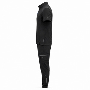 Men's Black Polyester <b>Scrub</b> <b>Set</b> With Zip Neck Top And Cargo Pants For Hospital Use - Product Image 2