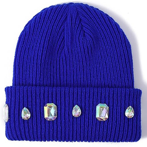 Custom Black Studded Beanie Hat Rib Knit Winter Warm <b>Cap</b> Women <b>Men</b> Soft Stretch Streetwear Skull <b>Cap</b> Hat - Product Image 1