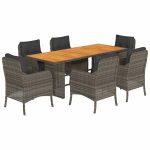 Conjunto de Comedor de Jardín de Ratán PE Gris de 6 Plazas con Fundas Extraíbles - Product Image 2