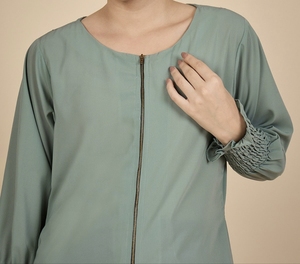 Moderna y Hermosa Abaya Estilo 2026, Ropa Islámica, Vestido Largo para Mujer Musulmana, Abierto por Delante, Poliéster, Cuello en V, Estampado Floral - Product Image 3