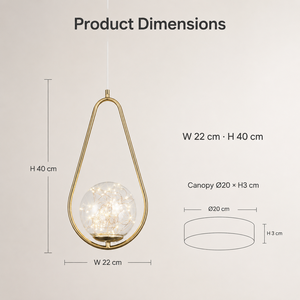 Modern Gold Pendant <b>Light</b> With Adjustable Height And Glass Globe For Bedroom <b>Dining</b> Room Kitchen Island And Bar - Product Image 2