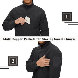 Veste polaire décontractée pour homme à col montant, entièrement zippée, chaude pour l'automne, imperméable, réversible, coupe-vent, pour usage extérieur, service OEM - Product Image 4