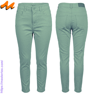 Pantalones de mezclilla de cintura media ajustados para mujer, de algodón/poliéster/elástico, de longitud completa, tela transpirable, para primavera, con un peso de 9.28 oz. - Product Image 3