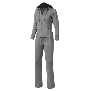 Premium Quality Two Piece Custom Logo Solid Zipper Women's Daily Casual Wear 2-Piece Set Long Sleeve Jacket Tracksuit - Product Image 2