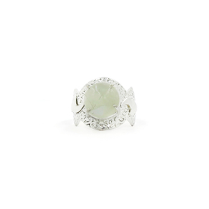 Wholesale Prehnite Gemstone <b>Ring</b> 12mm Round Natural Stone Silver Plated Brass Vintage Filigree <b>Statement</b> <b>Ring</b> Custom Jewelry - Product Image 2