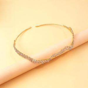 Collier ras du cou de luxe plaqué or avec diamants, bijoux de mariage pour femme, pierre naturelle taille brillant rond, style élégant - Product Image 1